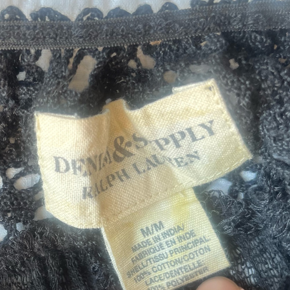 Ralph Lauren Denim & Supply Black off shoulder gauze lace Top w/ bell sleeves - Picture 11 of 16
